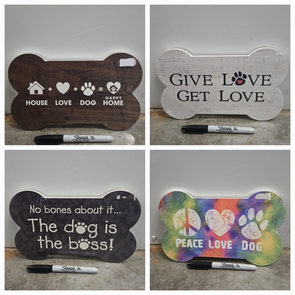 Wooden Bone shaped sign- each